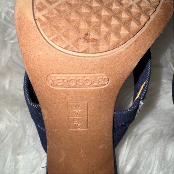 Aerosoles Heelrest Womens Slide Sandals Blue Denim Block Heel Mules Open Toe - Picture 8 of 10